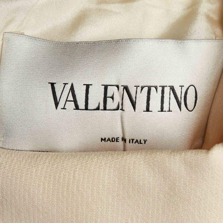 Pre Owned Valentino Cream Wool & Silk Bow Detail Mini Dress M