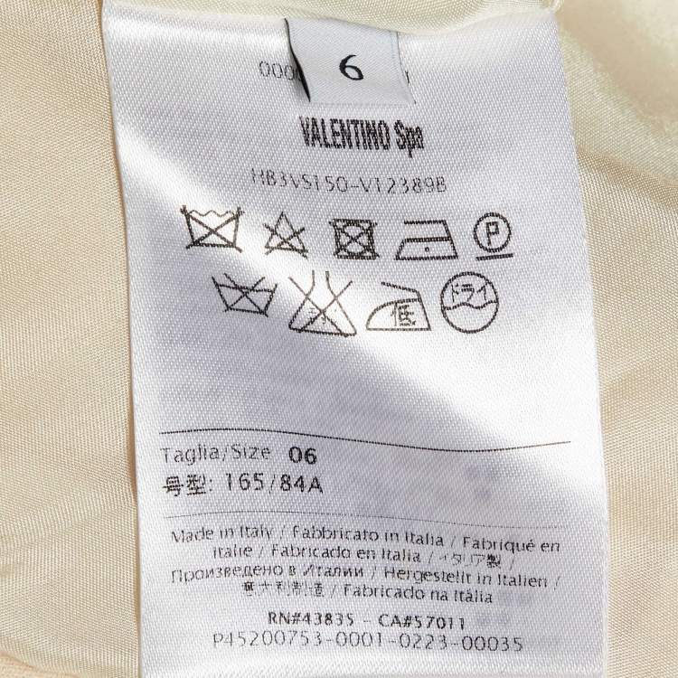 Pre Owned Valentino Cream Wool & Silk Bow Detail Mini Dress M