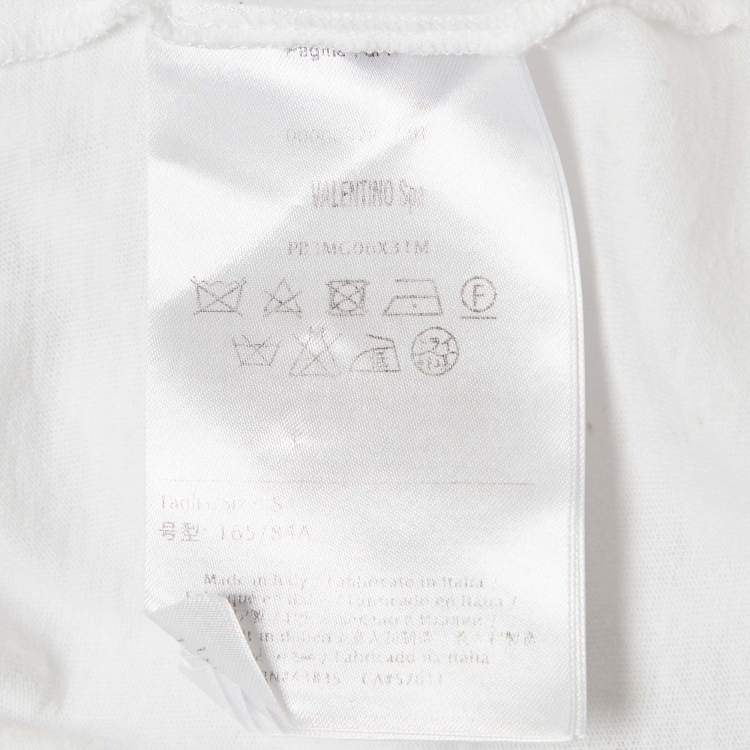 Pre Owned Valentino White Lipstick Print Jersey T-Shirt S