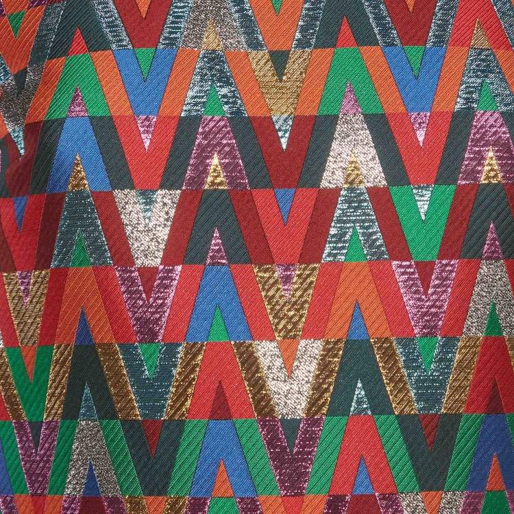 Pre Owned Valentino Multicolor Chevron Lurex Shift Dress S