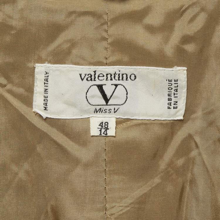 Pre Owned Valentino Vintage Brown Houndstooth Wool Blazer L