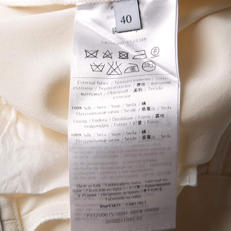 Pre Owned Valentino Cream Silk High Waist Wide Leg Trousers S