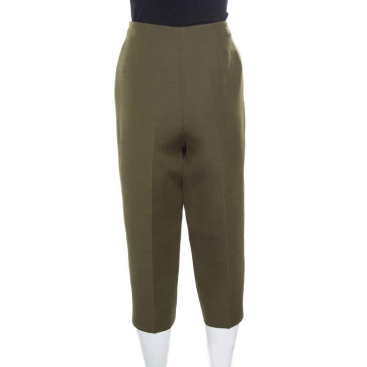 Pre Owned Valentino Olive Green Wool and Silk Culottes S