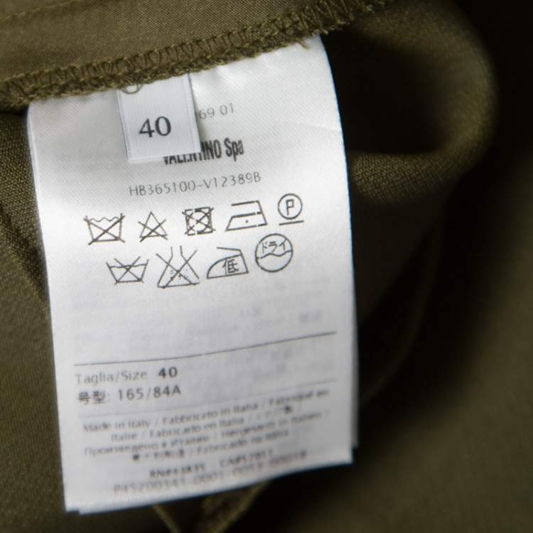 Pre Owned Valentino Olive Green Wool and Silk Culottes S