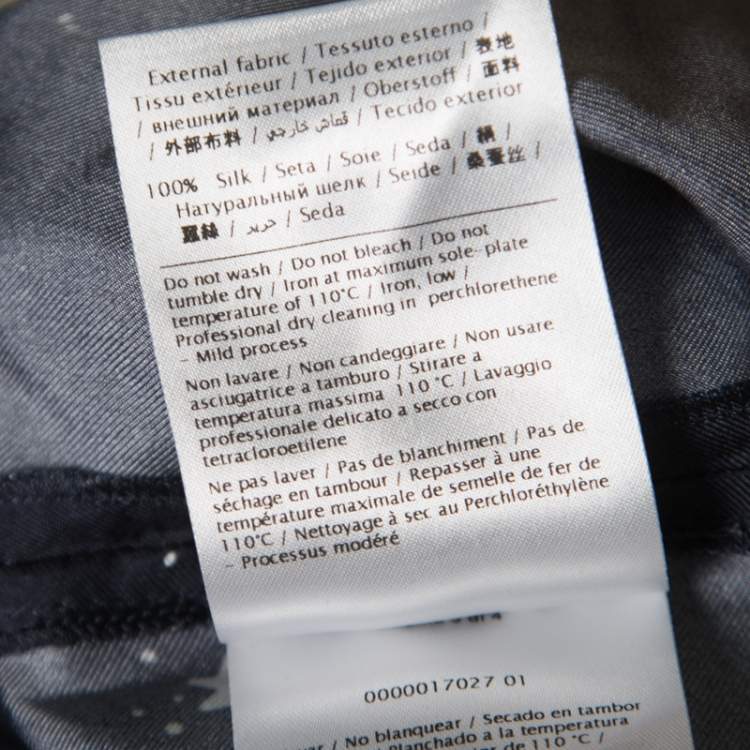 Pre Owned Valentino Navy Blue Cosmo Printed Silk Draw String Detail Pants S