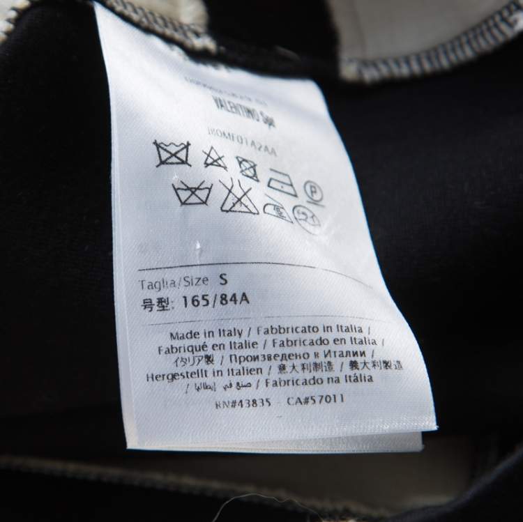 Pre Owned Valentino Monochrome Geometric Patterned Jacquard Sweatshirt S