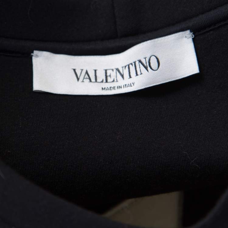 Pre Owned Valentino Monochrome Geometric Patterned Jacquard Sweatshirt S