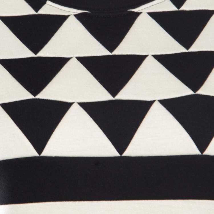 Pre Owned Valentino Monochrome Geometric Patterned Jacquard Sweatshirt S