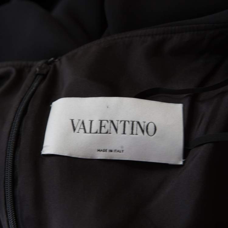 Pre Owned Valentino Black Crepe Silk Cape Overlay Shift Dress M