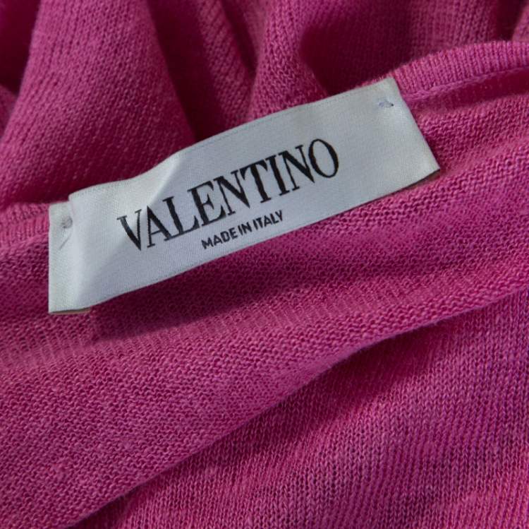 Pre Owned Valentino Pink Linen Silk Bow Detail Sleeveless Top S