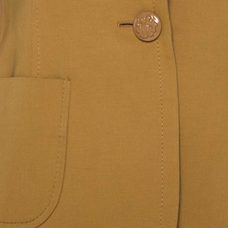 Pre Owned Valentino Mustard Yellow Cotton Single Button Blazer L