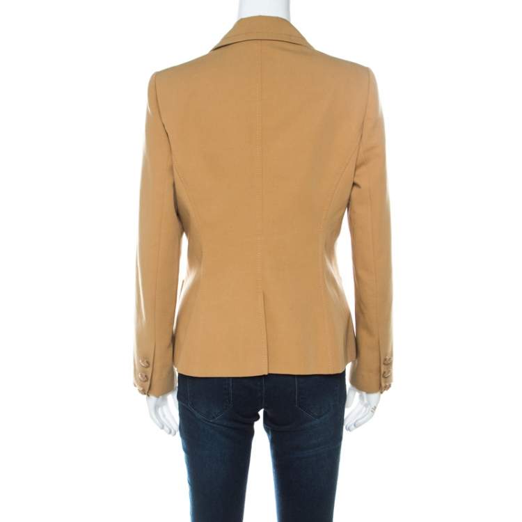 Pre Owned Valentino Mustard Yellow Cotton Single Button Blazer L
