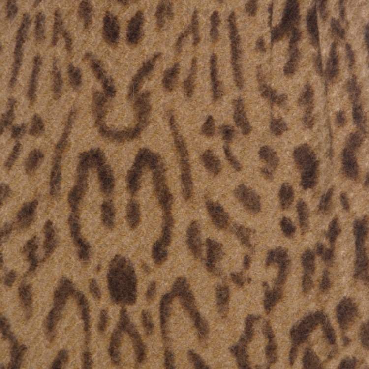 Pre Owned Valentino Beige Leopard Print Angora & Silk Blend Pencil Skirt S