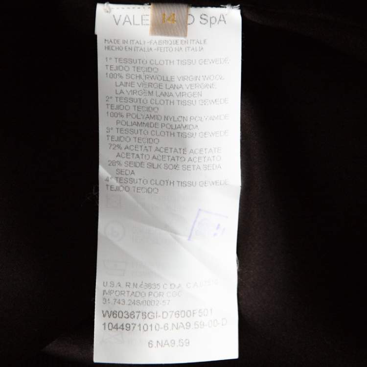 Pre Owned Valentino Brown Wool Embellished Detail Skirt Suit L