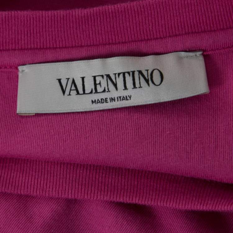 Pre Owned Valentino Pink Cotton Heart Applique T Shirt S 