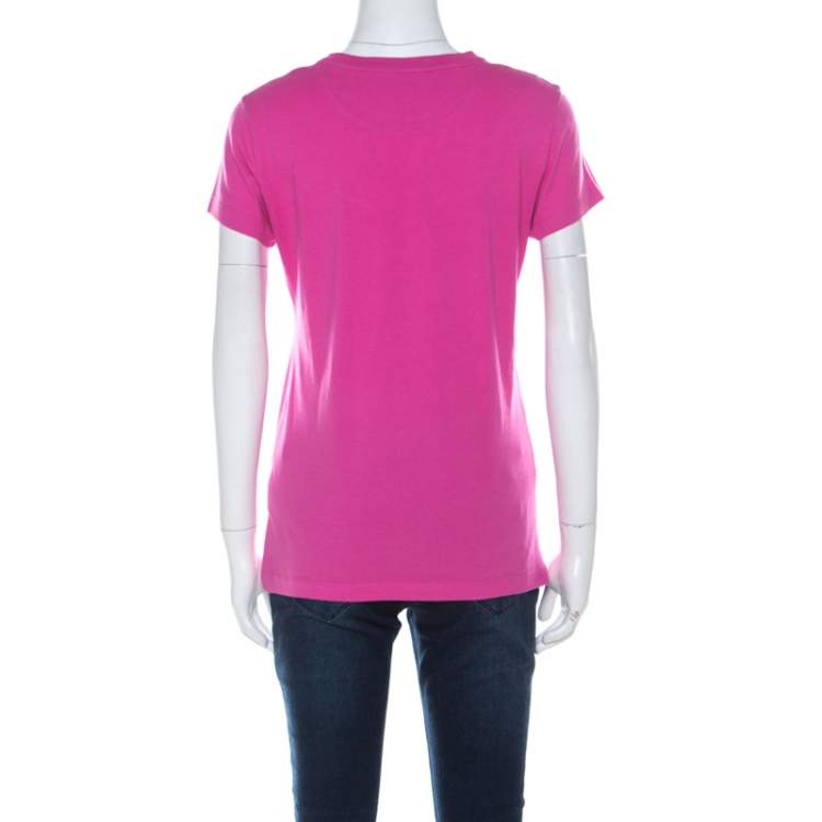 Pre Owned Valentino Pink Cotton Heart Applique T Shirt S 