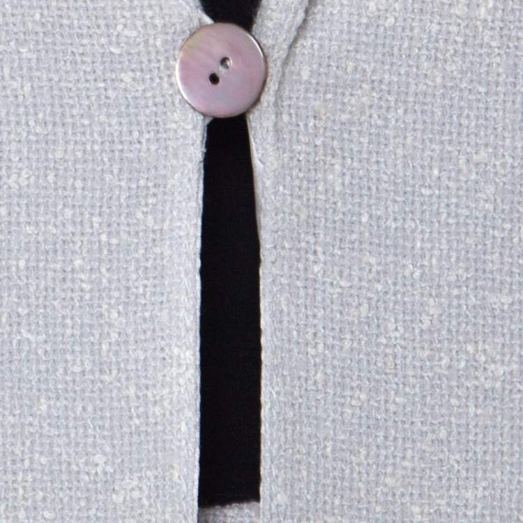 Pre Owned Valentino Boutique Vintage Light Grey Boucle Wool Skirt Suit XL 