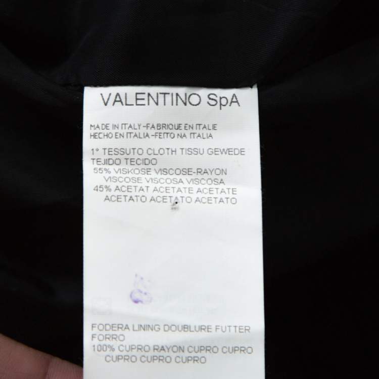 Pre Owned Valentino Navy Blue Crepe Belted Blazer And Skirt Suit L 