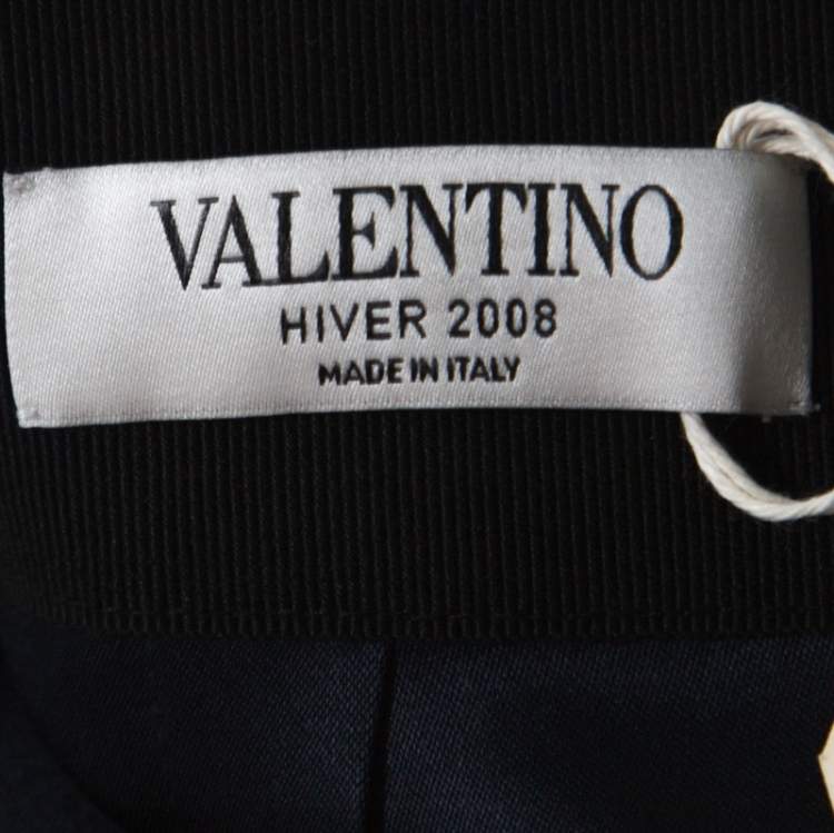 Pre Owned Valentino Navy Blue Silk Pleated Front Midi Skirt M 