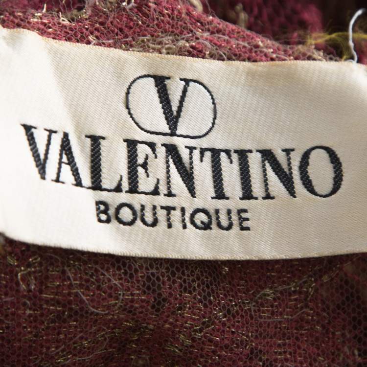Pre Owned Valentino Boutique Vintage Red and Gold Lace Shrug M 
