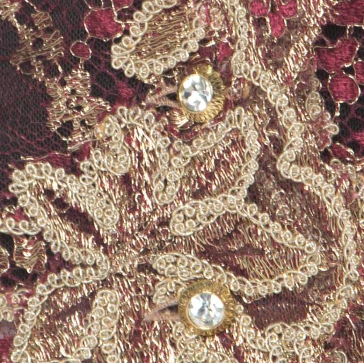 Pre Owned Valentino Boutique Vintage Red and Gold Lace Shrug M 