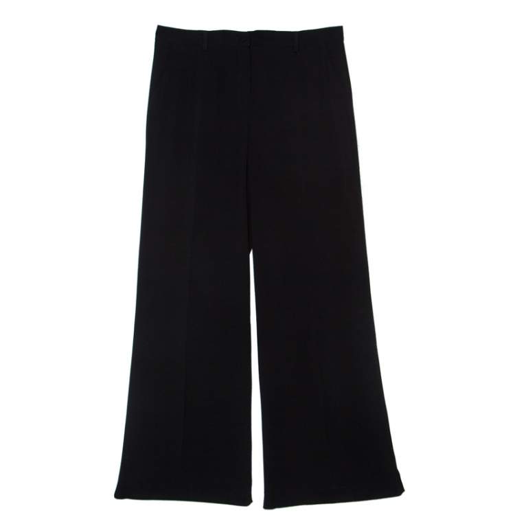 Pre Owned Valentino Black Crepe Wide Leg Trousers L