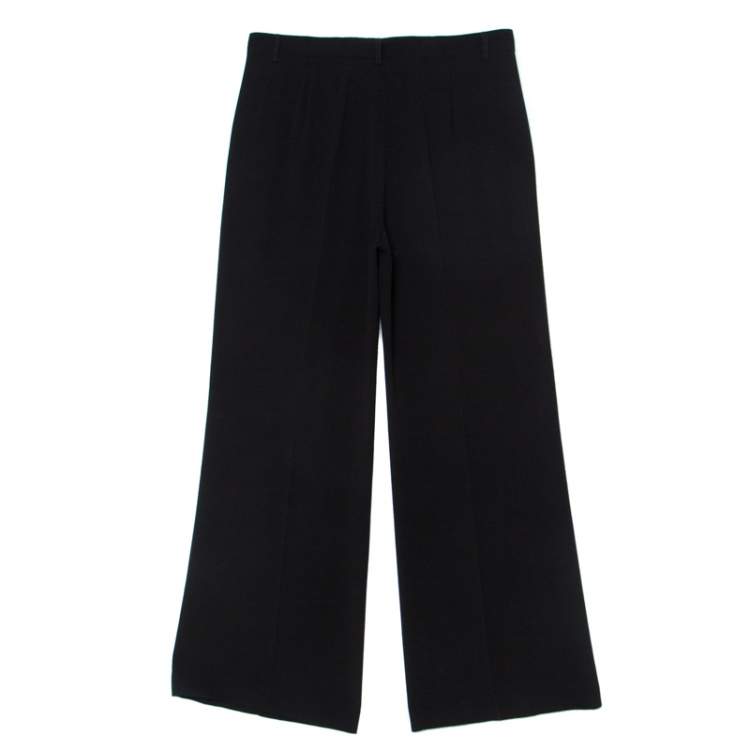 Pre Owned Valentino Black Crepe Wide Leg Trousers L