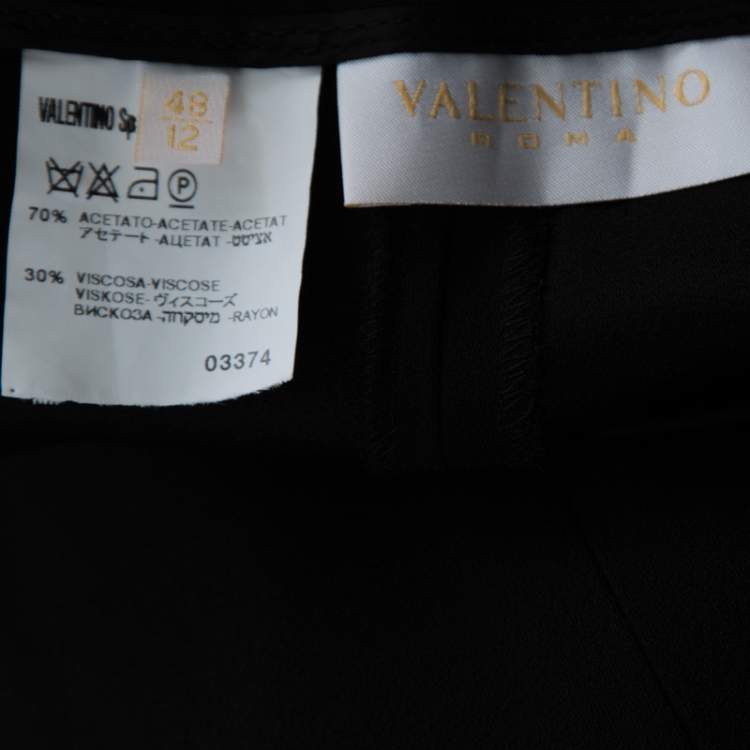 Pre Owned Valentino Black Crepe Wide Leg Trousers L