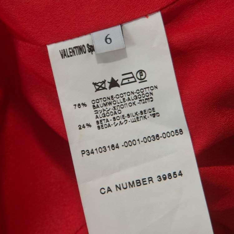 Pre Owned Valentino Red Textured Silk Blend Short Dress M