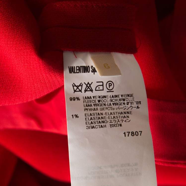 Pre Owned Valentino Red Wool Crepe Tailored Trousers M