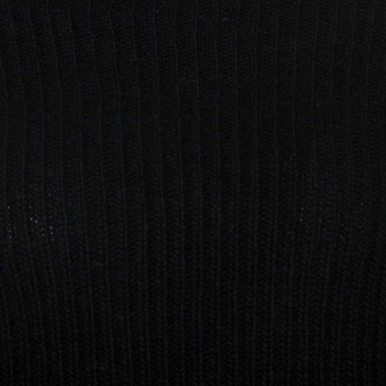 Pre Owned Valentino Black Wool Rib Knit Turtle Neck Cropped Sweater M