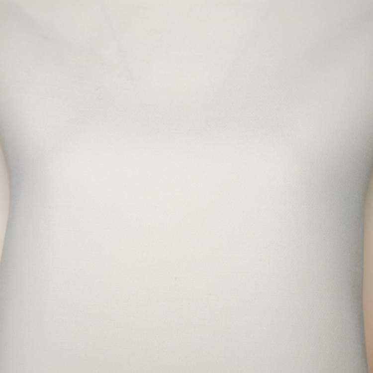 Pre Owned Valentino Cream Crepe Scalloped Cape Top S