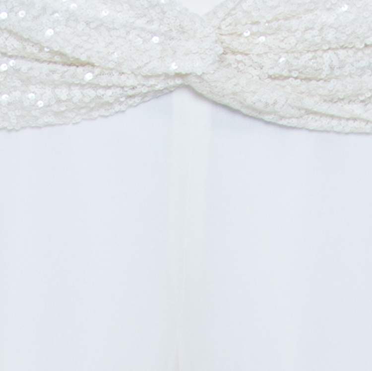 Pre Owned Valentino Off White Crepe Sequined Waist Band Detail Pants M