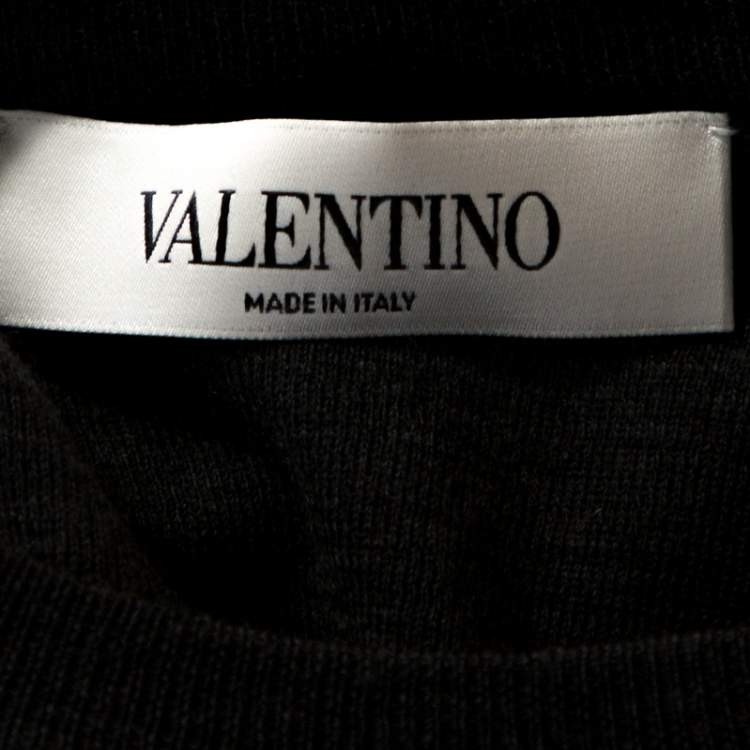 Pre Owned Valentino Grey Wool Knit Lace Trim Caped Sweater M