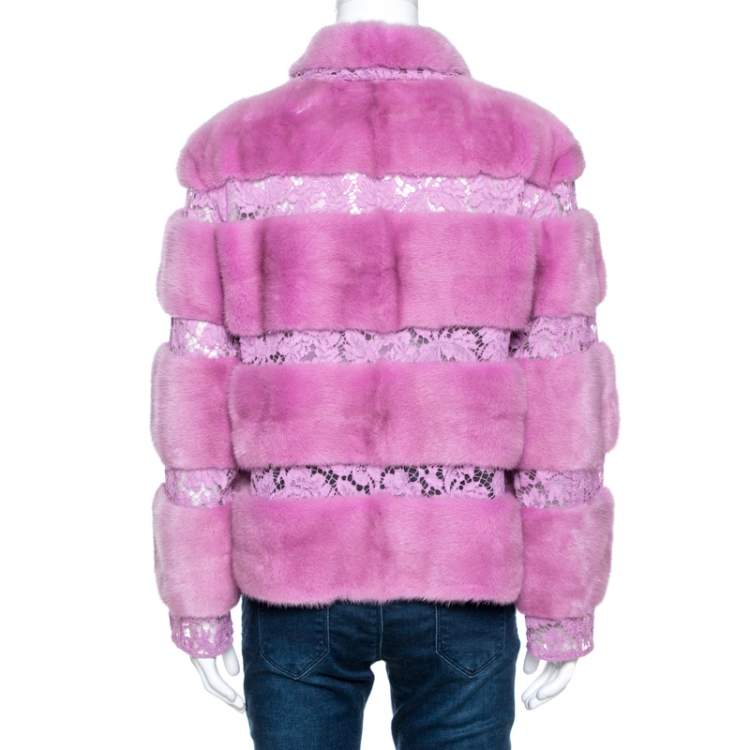 Pre Owned  Valentino Lavender Mink Fur Lace Panelled Jacket S
