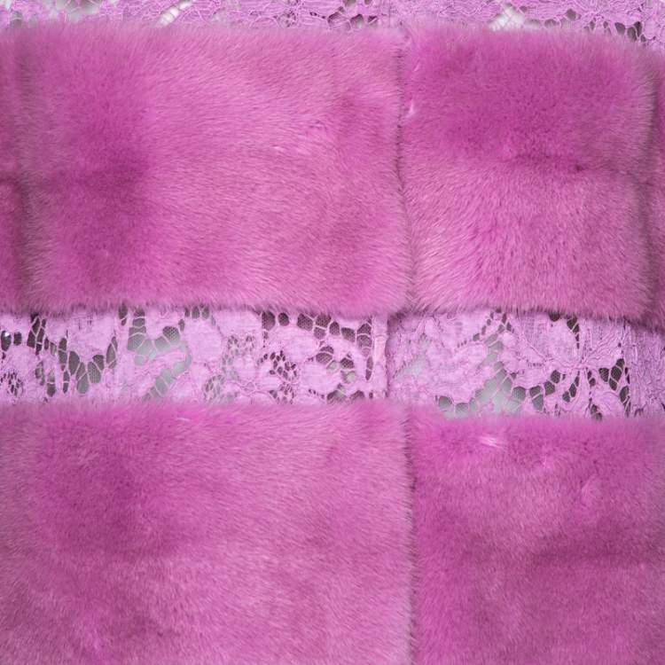 Pre Owned  Valentino Lavender Mink Fur Lace Panelled Jacket S
