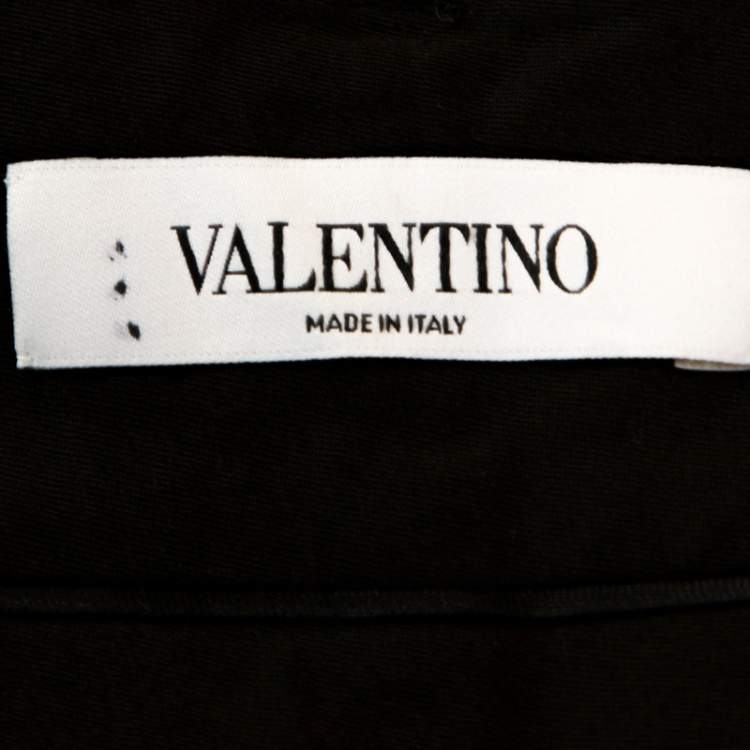 Pre Owned Valentino Black Eyelet Lace Cotton Wide Leg Pants S
