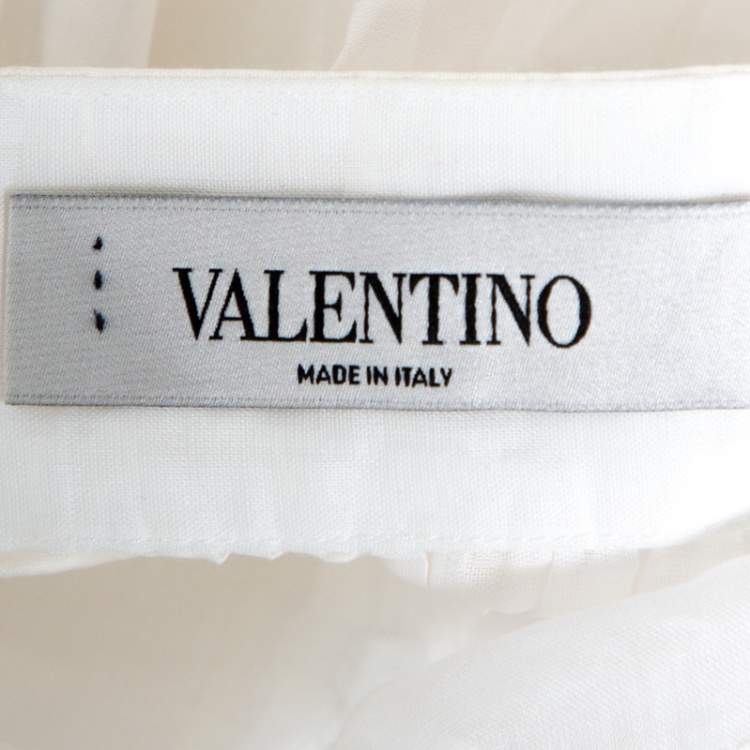 Pre Owned Valentino White Cotton Flared Maxi Skirt S