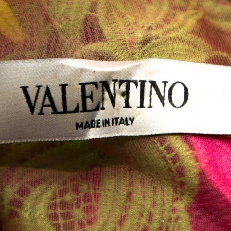 Pre Owned Valentino Multicolor Neon Floral Guipure Lace Top S