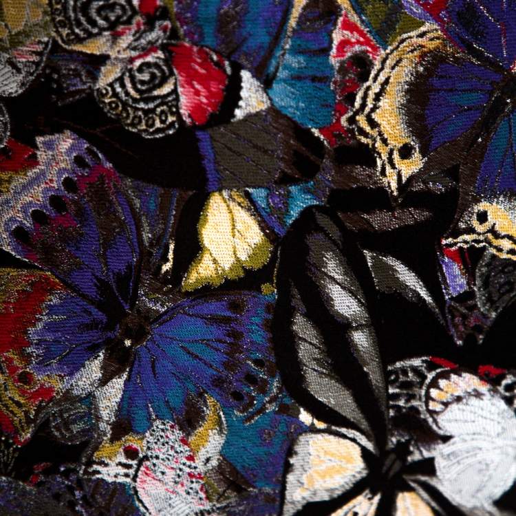 Pre Owned Valentino Multicolor Butterfly Silk Brocade Midi Skirt M