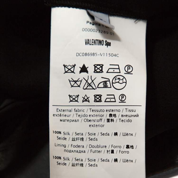 Pre Owned Valentino Black Silk Floral Embellished Lace Trim Blouse L