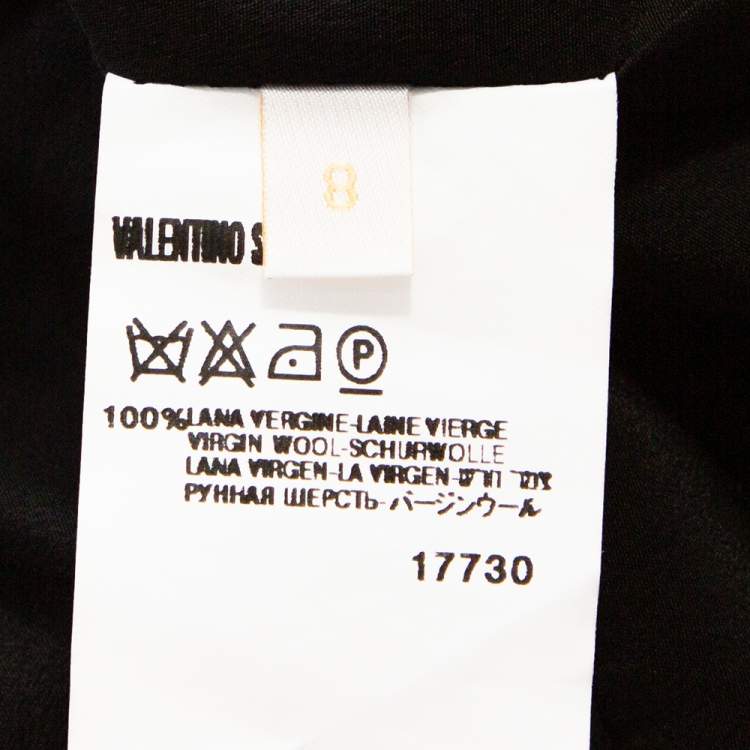 Pre Owned Valentino Black Textured Wool Bejewelled Sheath Dress M