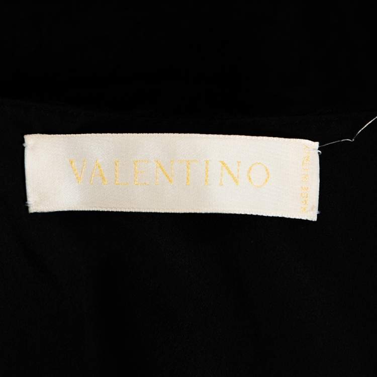 Pre Owned Valentino Black Textured Wool Bejewelled Sheath Dress M