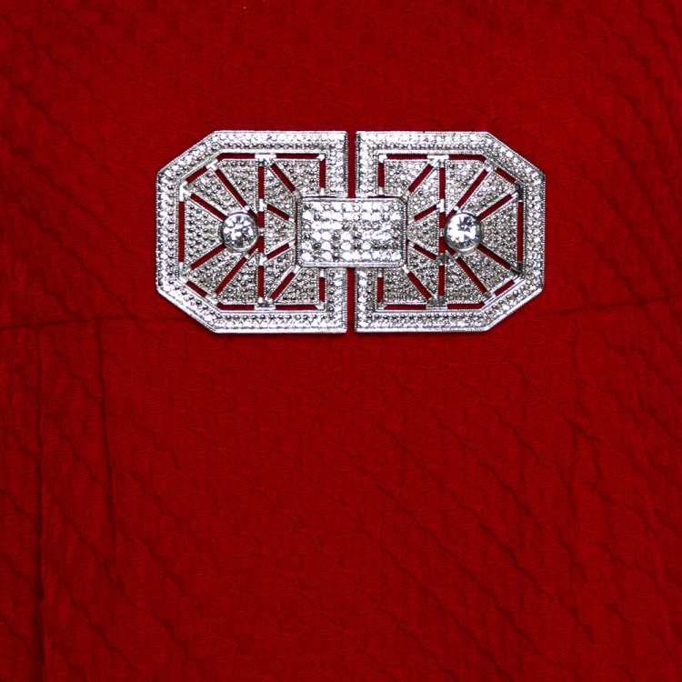 مملوكة مسبقًا Valentino Red Textured Wool Bejewelled Sheath Dress M