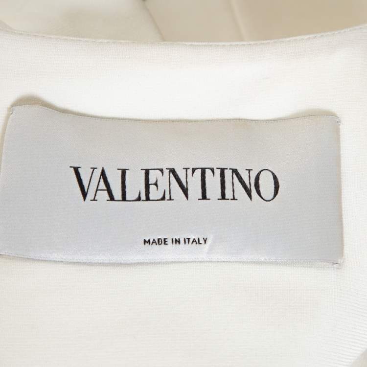 Pre Owned Valentino Colorblock Stretch Crepe Ruffled Fitted Dress M