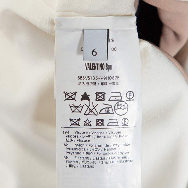 Pre Owned Valentino Colorblock Stretch Crepe Ruffled Fitted Dress M