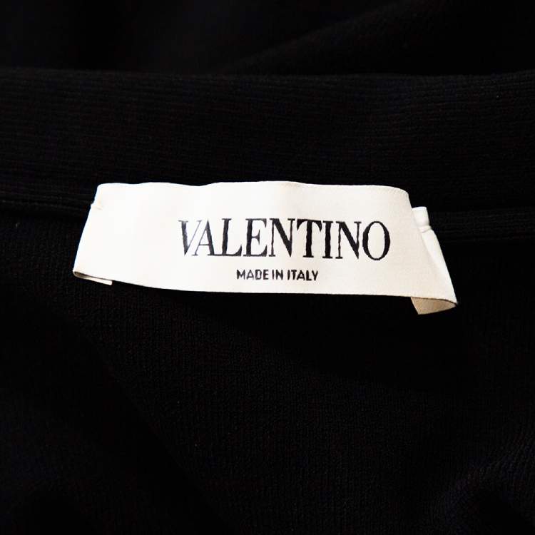 Pre Owned Valentino Black Knit Ruffled Sleeveless Dress M