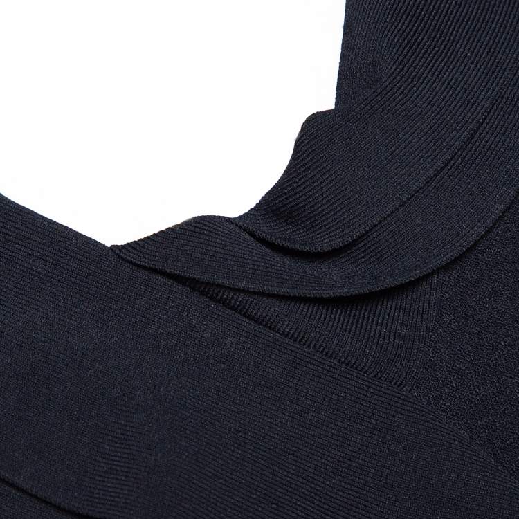 Pre Owned Valentino Black Knit Ruffled Sleeveless Dress M