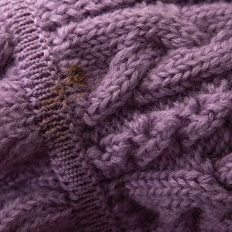 Pre Owned Valentino Lilac Wool Aran Knit Off Shoulder Sweater L