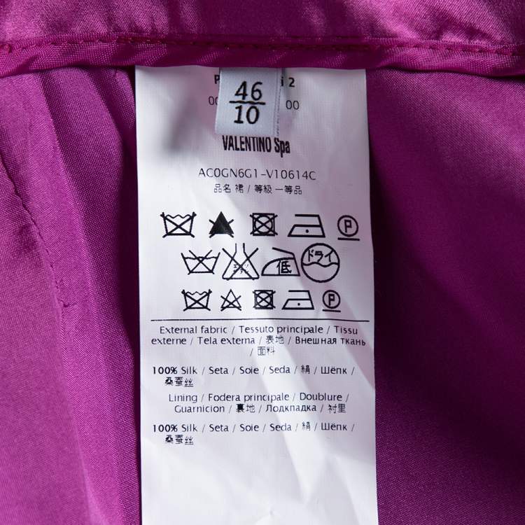 Pre Owned Valentino Fuchsia Silk Draped Maxi Skirt L